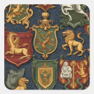 Renaissance heraldry square sticker