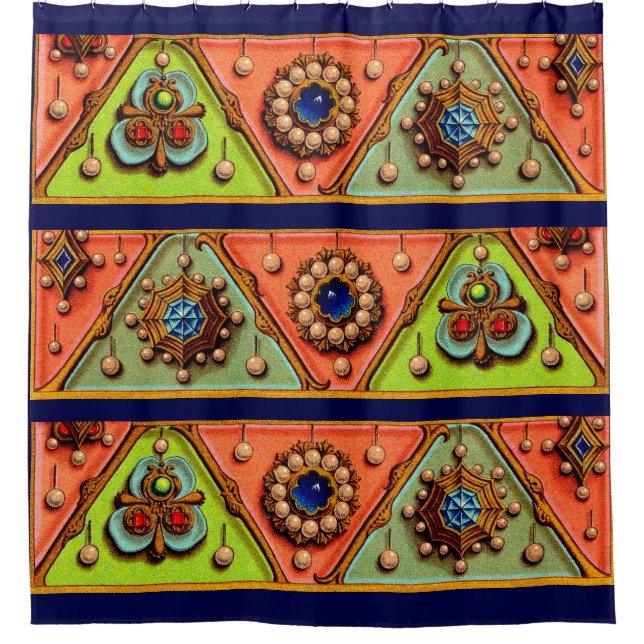 Renaissance jewels print shower curtain (Front)