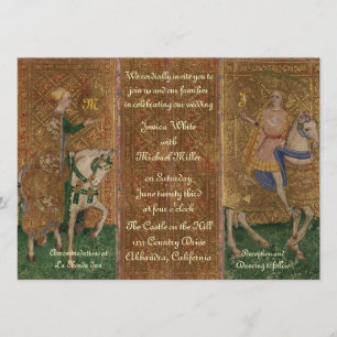 Renaissance Lady and Knight Wedding with Initials Invitation
