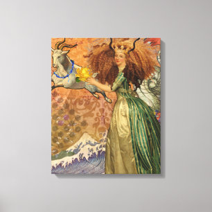 Renaissance Lady Capricorn Fantasy Vintage Zodiac Canvas Print