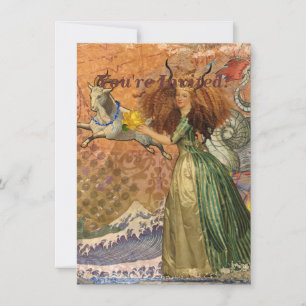 Renaissance Lady Capricorn Fantasy Vintage Zodiac Invitation