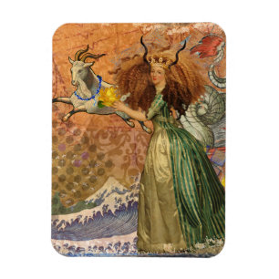 Renaissance Lady Capricorn Fantasy Vintage Zodiac Magnet