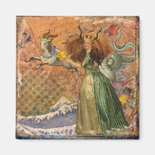 Renaissance Lady Capricorn Fantasy Vintage Zodiac Magnet