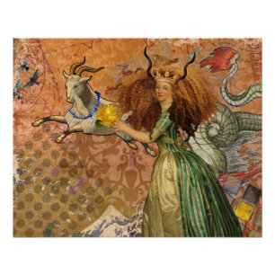 Renaissance Lady Capricorn Fantasy Vintage Zodiac Poster