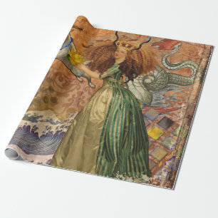 Renaissance Lady Capricorn Fantasy Vintage Zodiac Wrapping Paper