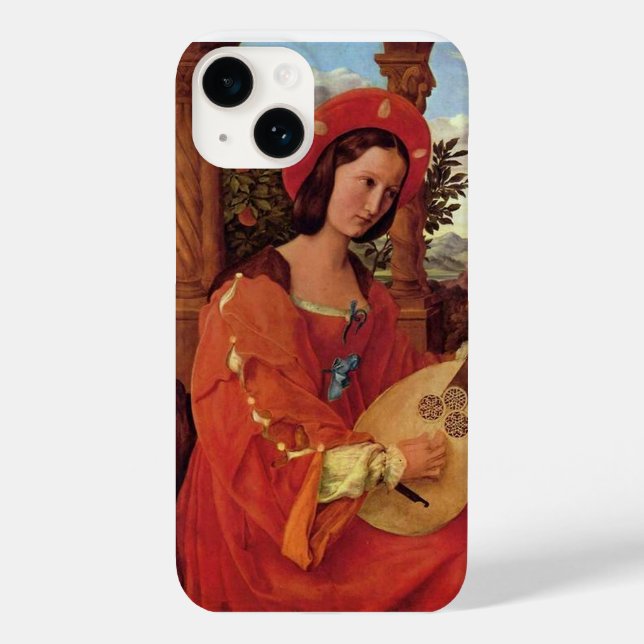 Renaissance Lady in Red playing Lute Case-Mate iPhone Case (Back)