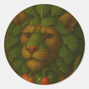 Renaissance Lion Portrait Classic Round Sticker