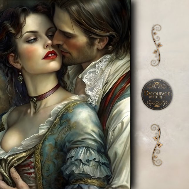 Renaissance Lovers Passionate Kiss Decoupage Tissue Paper (Renaissance Lovers Passionate Kiss Decoupage Tissue Paper)