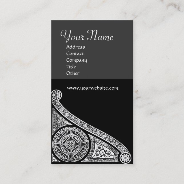 RENAISSANCE MONOGRAM 3 dark grey Business Card (Front)