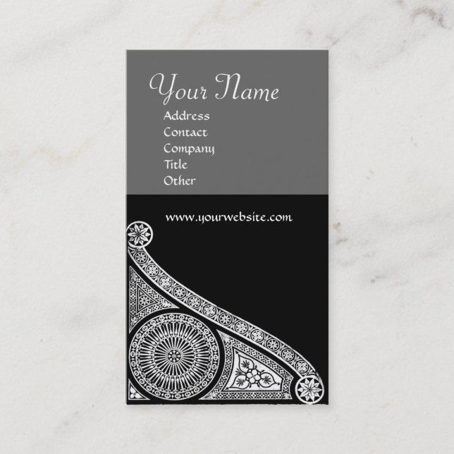 RENAISSANCE MONOGRAM 3 grey Business Card (Front)