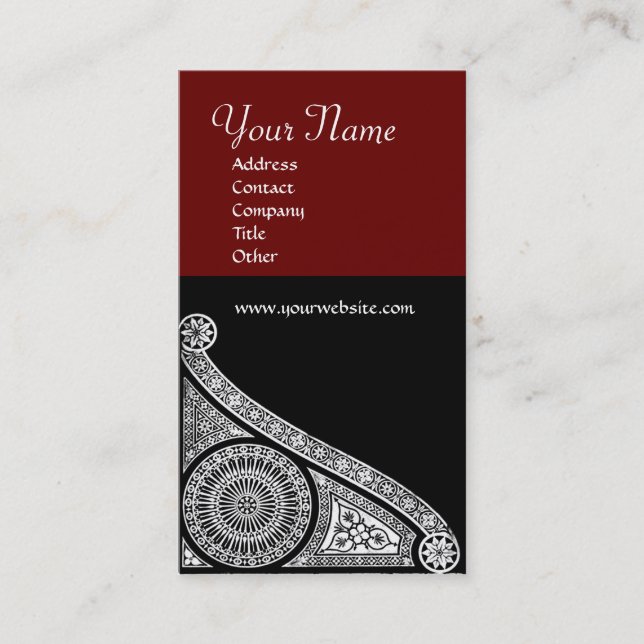 RENAISSANCE MONOGRAM 3 red brown Business Card (Front)