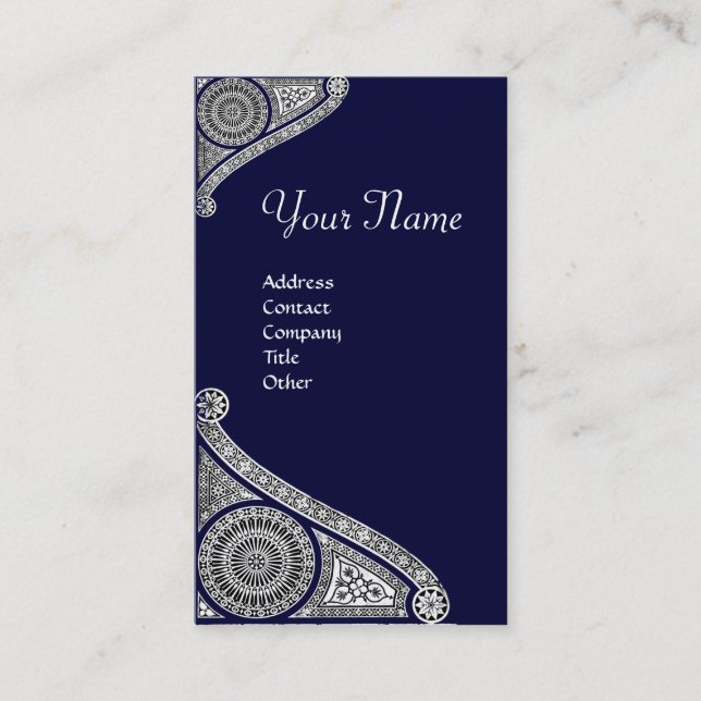 RENAISSANCE MONOGRAM 4 dark blue Business Card (Front)