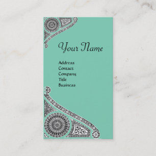 RENAISSANCE MONOGRAM 4 Lucite Green White Teal Business Card
