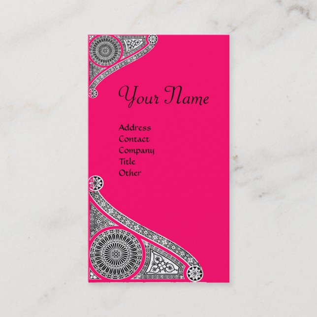 RENAISSANCE MONOGRAM 4 pink Business Card (Front)