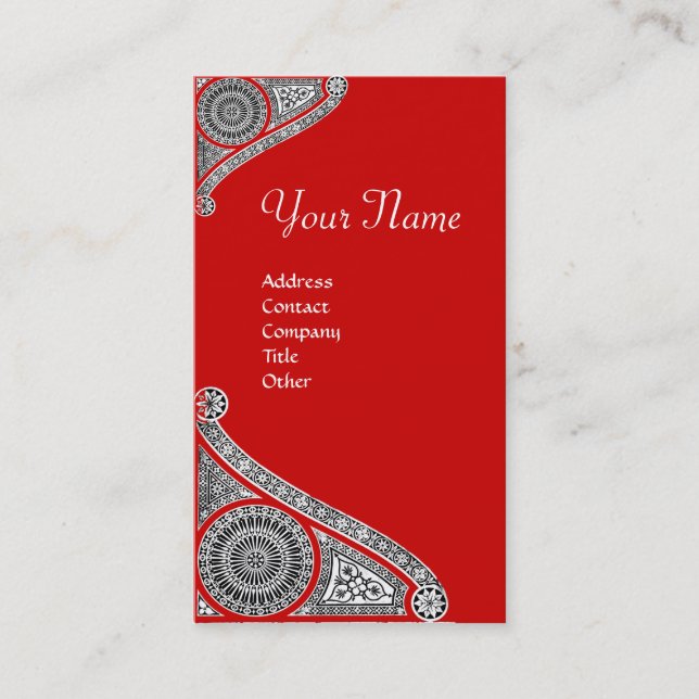 RENAISSANCE MONOGRAM 4 red Business Card (Front)