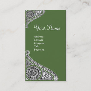 RENAISSANCE MONOGRAM 4 Treetop Green White Business Card
