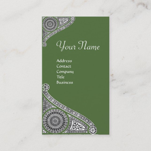 RENAISSANCE MONOGRAM 4 Treetop Green White Business Card (Front)
