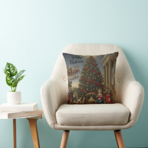 Renaissance Nativity Santa Christmas Tree Cushion