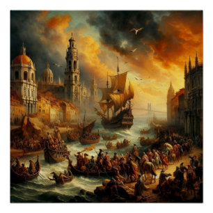 Renaissance oil painting poster