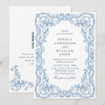 Renaissance Ornate Dust Blue Wedding QR code
