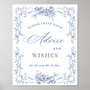 Renaissance Ornate Dusty Blue Advice & Wishes Poster