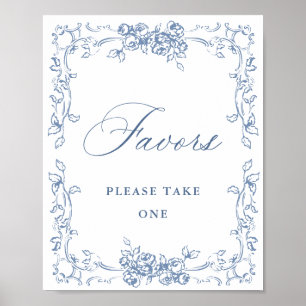 Renaissance Ornate Dusty Blue Favours Wedding Poster
