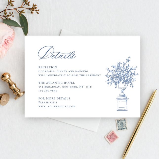 Renaissance Ornate Dusty Blue Wedding  Details Enclosure Card (Creator Uploaded)