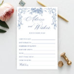 Renaissance Ornate Dusty Blue Wishes & Advice Card<br><div class="desc">Personalise with the bride to be's name and date of shower. 
For further customisation,  please click the "customise further" link. If you need help,  contact me please.</div>