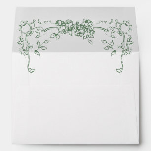 Renaissance Ornate Floral Sage Green Wedding Envelope