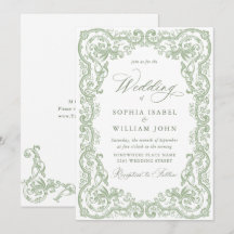 Renaissance Ornate Floral Sage Green Wedding