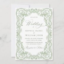 Renaissance Ornate Floral Sage Green Wedding