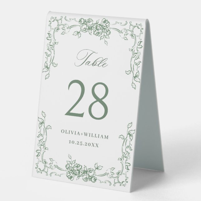 Renaissance Ornate Sage Green Floral Wedding (Front)