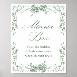 Renaissance Ornate Sage Green Mimosa Bar Sign