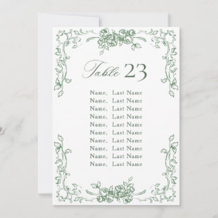 Renaissance Ornate Sage Green Seating Chart Card