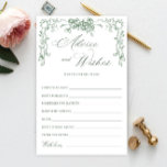 Renaissance Ornate Sage Green Wishes & Advice Card<br><div class="desc">Personalise with the bride to be's name and date of shower. 
For further customisation,  please click the "customise further" link. If you need help,  contact me please.</div>