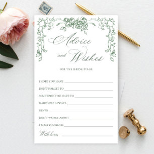 Renaissance Ornate Sage Green Wishes & Advice Card