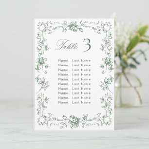 Renaissance Ornate Wedding Seating Chart Card
