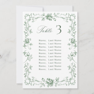 Renaissance Ornate Wedding Seating Chart Card
