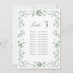 Renaissance Ornate Wedding Seating Chart Card