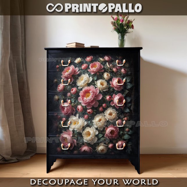 Renaissance painting carpet of peony flowers tissue paper (Creator Uploaded)