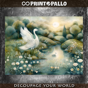 Renaissance painting with swan and lake tissue paper