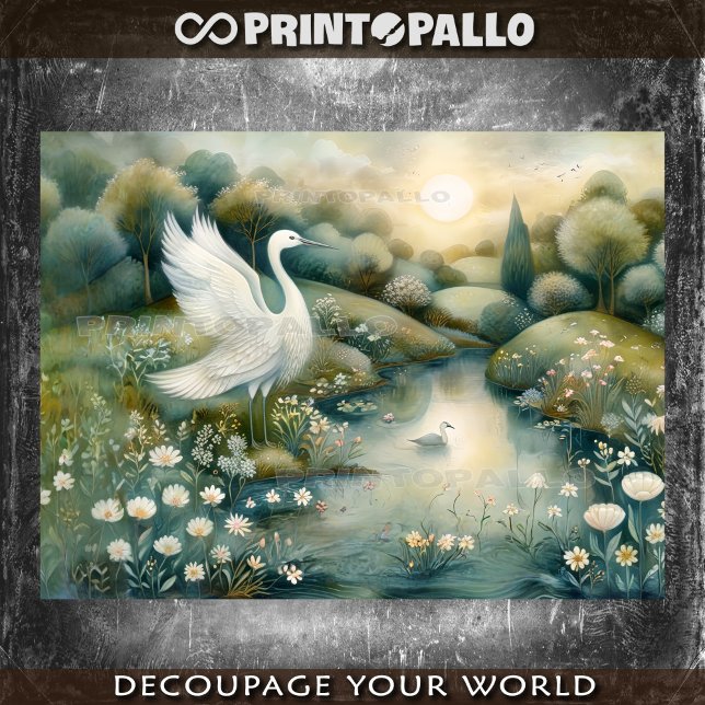 Renaissance painting with swan and lake tissue paper (Creator Uploaded)