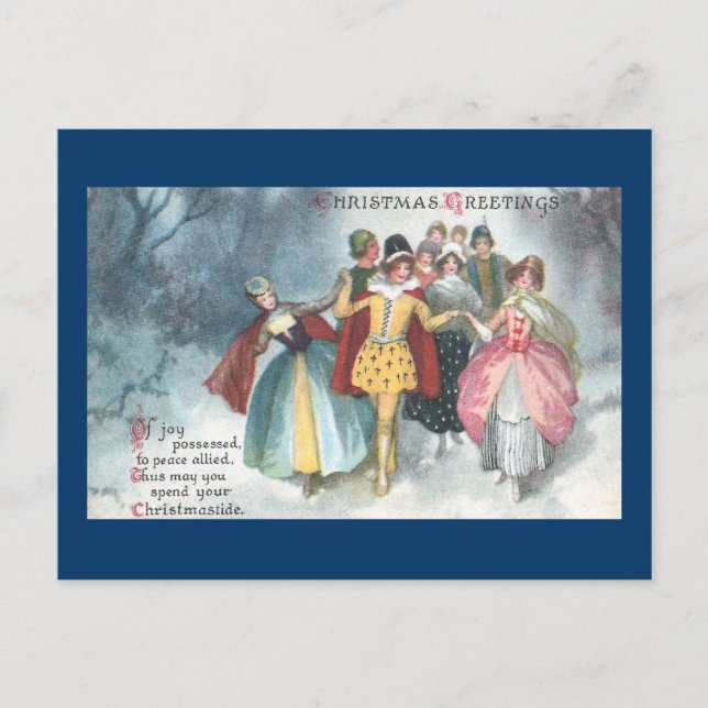 Renaissance People Vintage Christmas Holiday Postcard (Front)