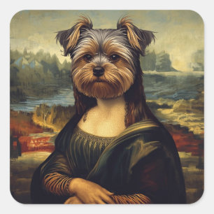 Renaissance Portrait–Inspired Yorkshire Terrier Square Sticker