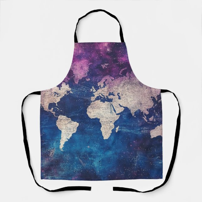 Renaissance Purple Celestial World Map Apron (Front)