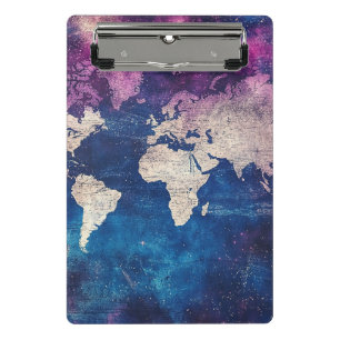 Renaissance Purple Celestial World Map Mini Clipboard