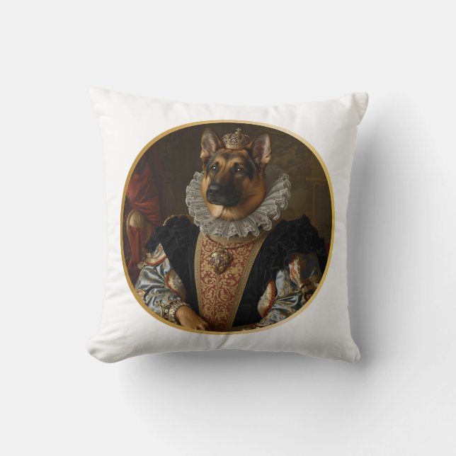 Renaissance Queen Portrait German Shepherd Cushion (Front)