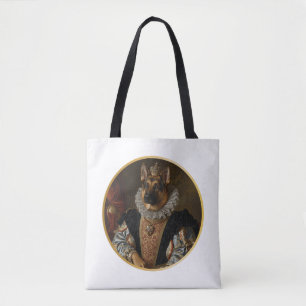 Renaissance Queen Portrait German Shepherd Tote Bag