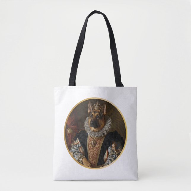 Renaissance Queen Portrait German Shepherd Tote Bag (Front)