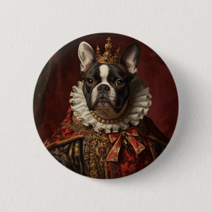 Renaissance Queen Portrait–Inspired Black Pug Art 6 Cm Round Badge